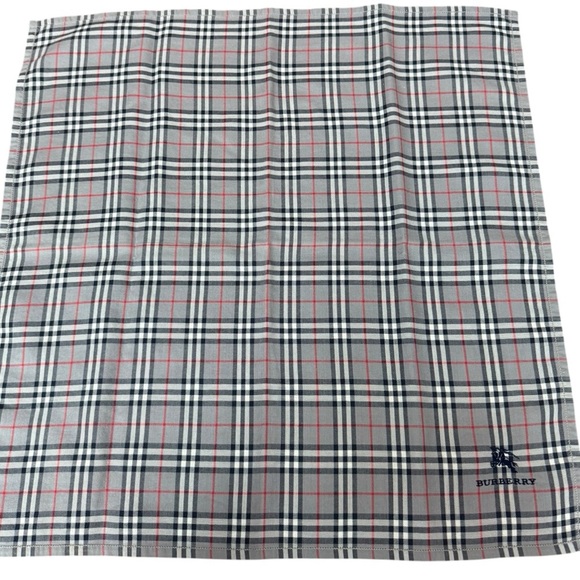 Burberry Gray Nova Check Plaid Cotton Handkerchief - Picture 3 of 7